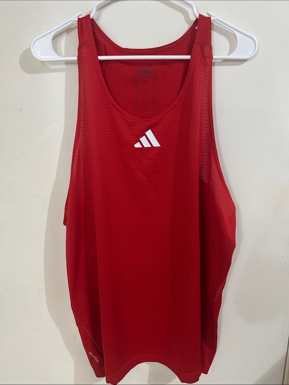 adidas Red Men's Athletic Tank with White Logo
